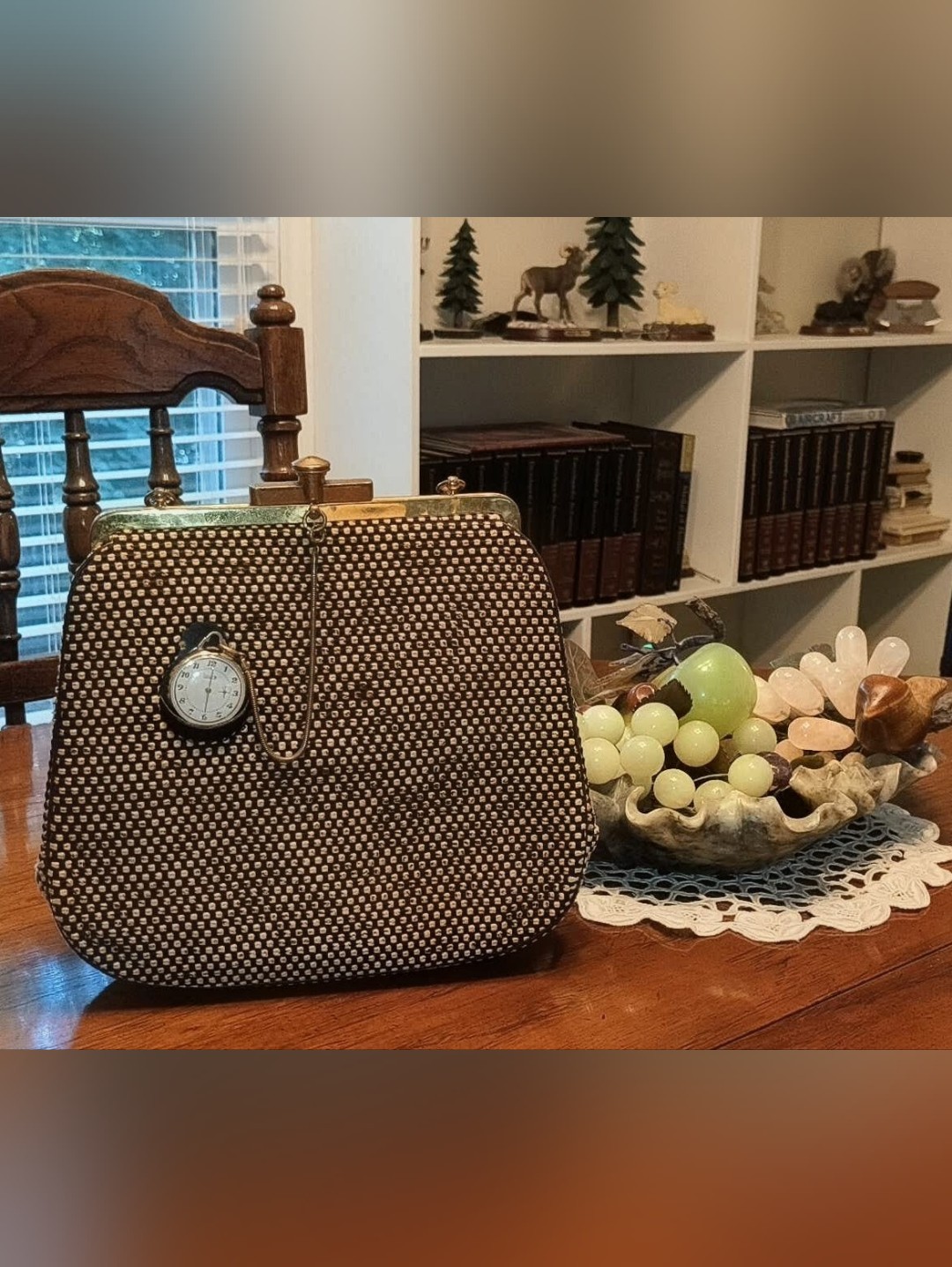 Vintage Milch Woven Purse W Working Mechanical Louis Watch Mid Century